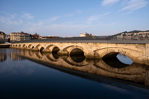 Puente del Burgo, medieval bridge, built on a previous one of Roman origin, that crosses the Lerez river in the city of Pontevedra (Spain), on the way to the Portuguese Camino de Santiago