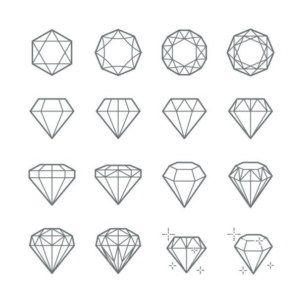 illustrations, cliparts, dessins animés et icônes de icônes vectorielles de gemme - diamond shaped