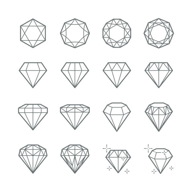 ilustrações, clipart, desenhos animados e ícones de ícones vetoriais de gema - diamante