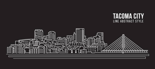 Cityscape Building Line art Vector Illustration design - Tacoma city Cityscape Building Line art Vector Illustration design - Tacoma city tacoma stock illustrations