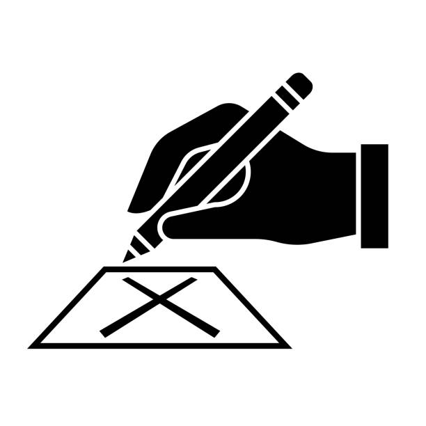 ręczne pisanie do głosowania krzyż na znak ikony karty projekt wektora - people letter x isolated holding stock illustrations