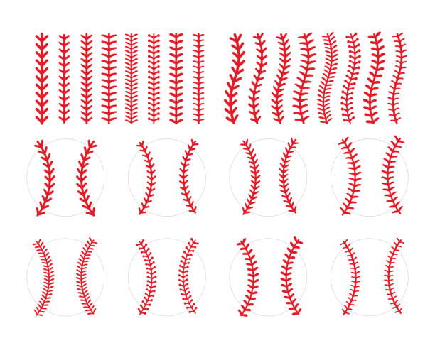 The red stitch or stitching of the baseball Isolated on white background. The red stitch or stitching of the baseball Isolated on white background. baseball threads stock illustrations
