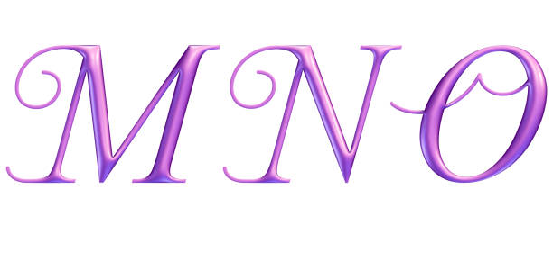 alfabet 3d, różowe litery m n o, ilustracja 3d - letter m alphabet three dimensional shape metal zdjęcia i obrazy z banku zdjęć