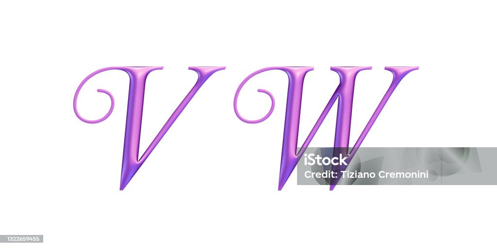 3d alphabet, Pink letters  V W, 3d illustration 3d alphabet, Pink letters V W, 3d illustration, logo design, typography Letter W Stock Photo