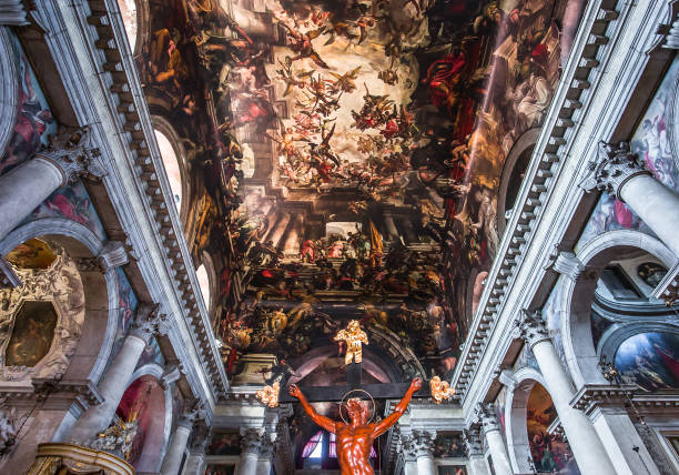 affreschi nella chiesa di san pantalon, venezia - cathedral italy venice italy inside of foto e immagini stock