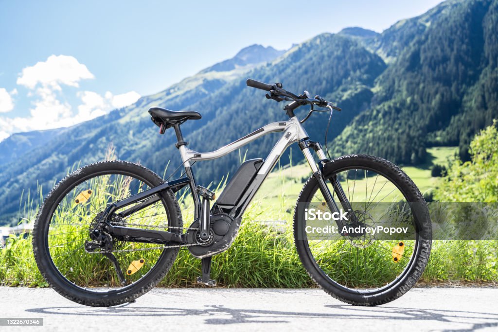 E Bike Bicycle In Austria E Bike Bicycle In Austria. Mountain Ebike Electric Bicycle Stock Photo
