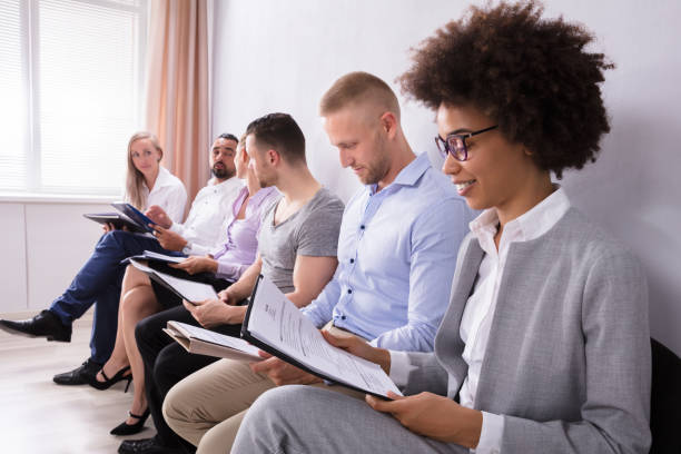 istock Group Of Diverse People Waiting For Job Interview 1322671071