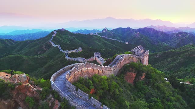 great wall during sunset