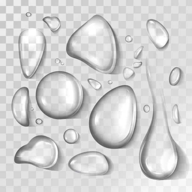istock Fresh pure water drops of different shapes 1322674771