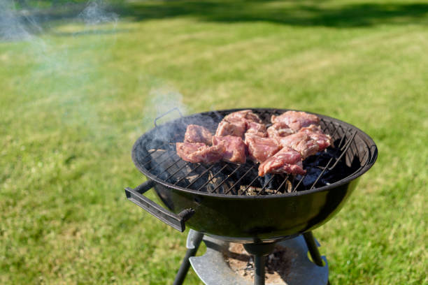 istock Pieces of meat on grill 1322675171