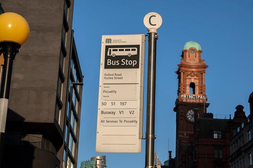 Bus Stop Oxford Road Hulme Street At Manchester England 9-12-2019