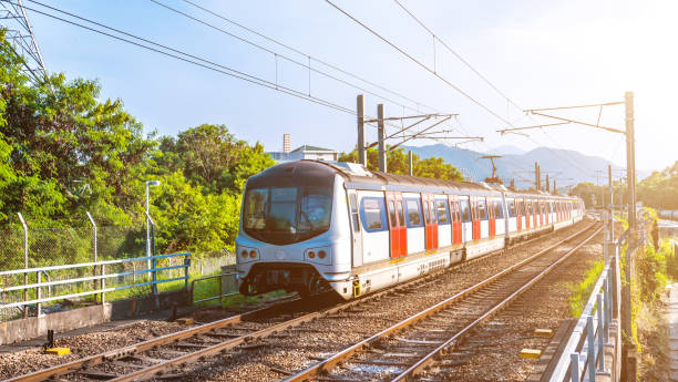 istock Speed of train pass though the platform in hong kong 1322678713