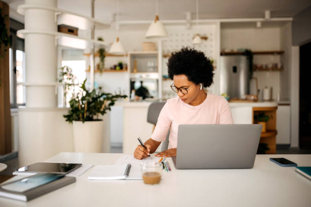 istock Hispanic business woman working from home 1322678733
