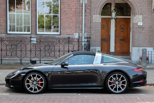 Side View Porsche 911 Targa 4S At Amsterdam The Netherlands 10-8-2020