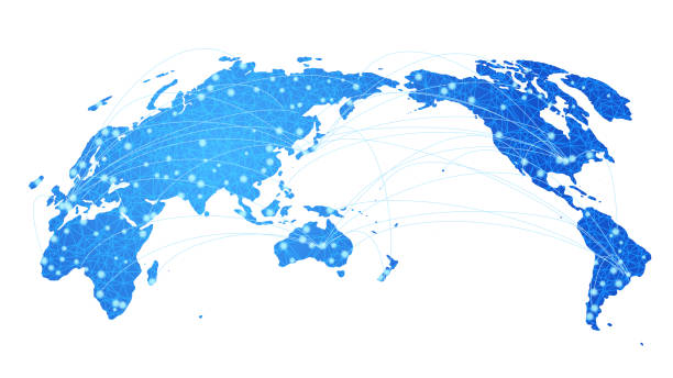 globalne cyfrowe tło obrazu sieci cyfrowej - japan digital map stock illustrations