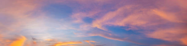 istock Dramatic panorama sky with cloud on sunrise and sunset time. 1322684273