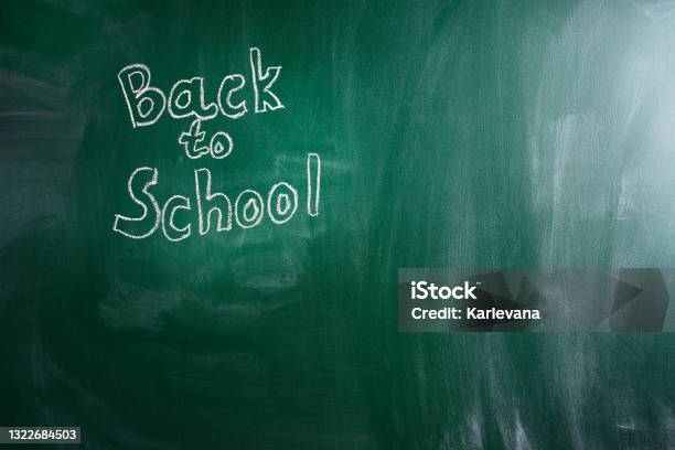 Back To School Background With Text Written Of Chalk With Copy Space Stock Photo - Download Image Now