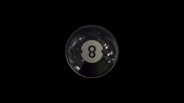 istock 3d render Billiard Black ball number 8 is spinning in loop animation on a black background 1322686956