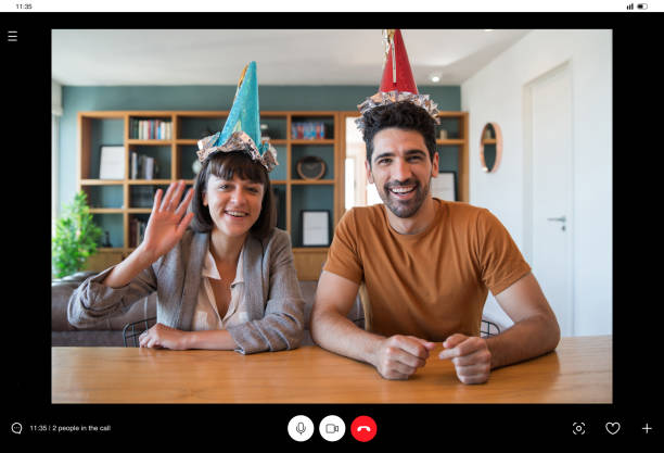 istock Couple celebrating birthday from home. 1322690343