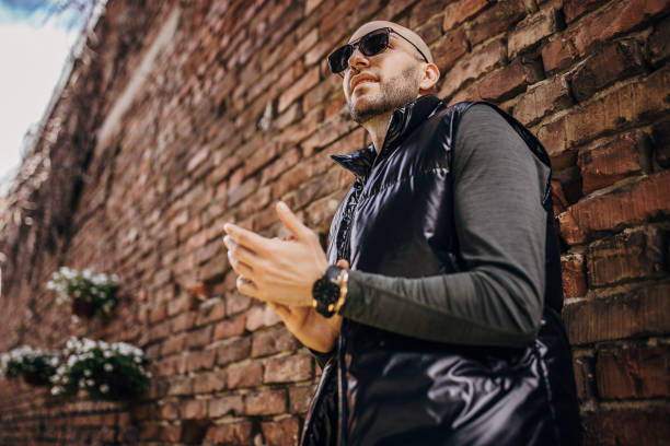 Free Stock Photo of Man in sunglasses by a white brick wall | Download ...
