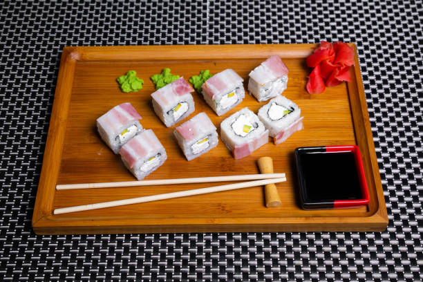 istock Sushi roll isolated on white close up 1322694839