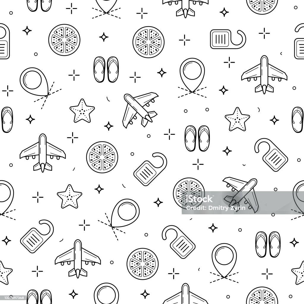 Abstract Pattern Travel Seamless Pattern Abstract Doodle Elements Hand Drawn Collection Travel ...