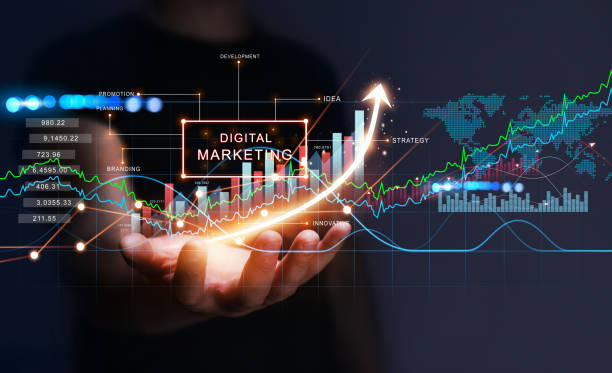 istock Digital marketing concept. Businessman holding  analysis a graph growth. Development and  analysis  contents on global network. 1322700287