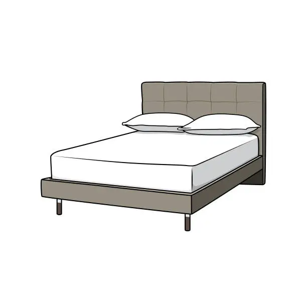 Vector illustration of Vector image of a cartoon bed for use in teaching materials. or preschool and home training for parents and teachers. Let the children learn vocabulary.