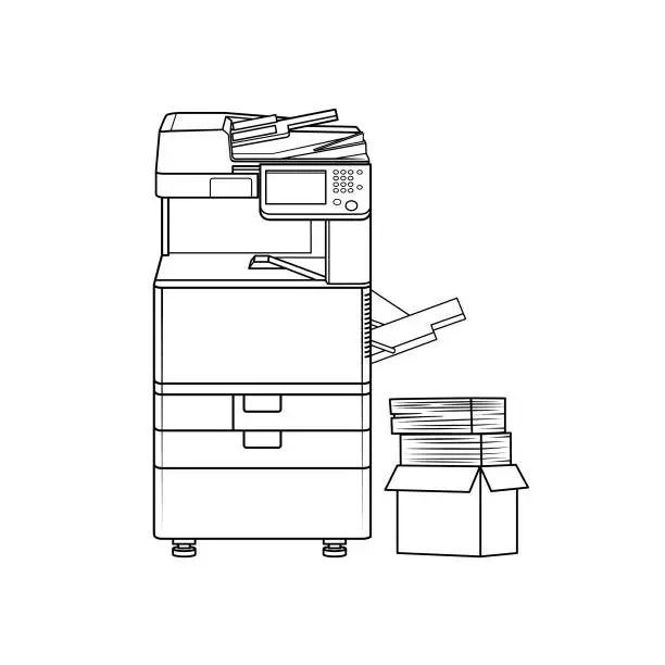 Vector illustration of Black and white photocopier images for coloring cartoons for children. which is a vector illustration for preschool and home training for parents and teachers.