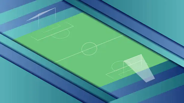 Vector illustration of Simple illustration in projection - Soccer field.