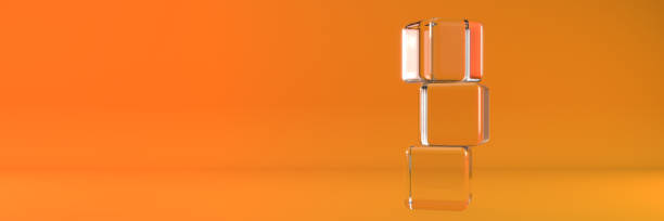 A group of glass cubes on an orange background. Minimal concept. 3d rendering.