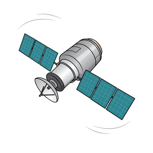 Vector illustration of Cartoon satellite image for kids which is a vector illustration for preschool and home training for parents and teachers.