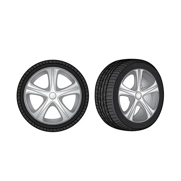 Vector illustration of Cartoon car tire wheels for kids This is a vector illustration for preschool and home training for parents and teachers.