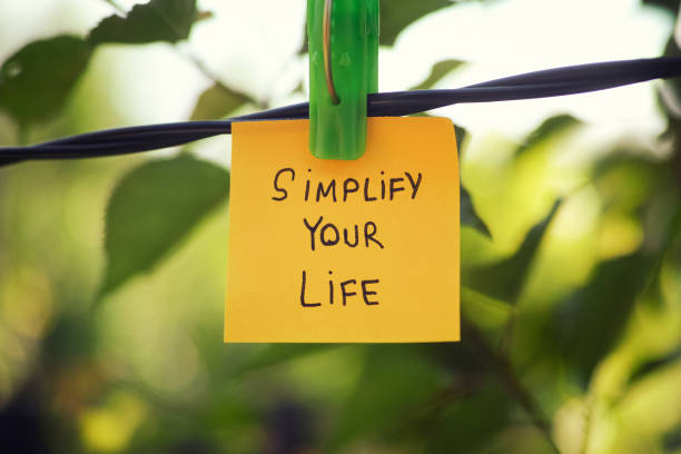 istock A yellow paper note with the phrase Simplify Your Life written on it hanging on a clothesline 1322713120