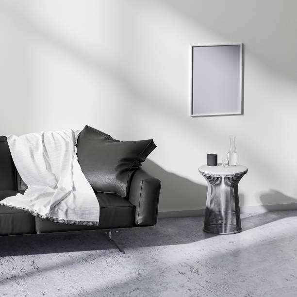 istock mock up poster frame in modern minimalistic style living room interior, 3d rendering 1322713414