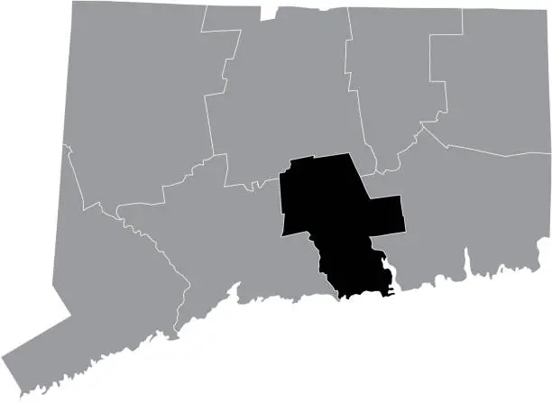 Vector illustration of Location map of the Middlesex county of Connecticut, USA