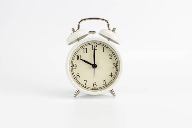 istock White retro clock alarm clock on white background shows 10 am or 10 pm 1322716506