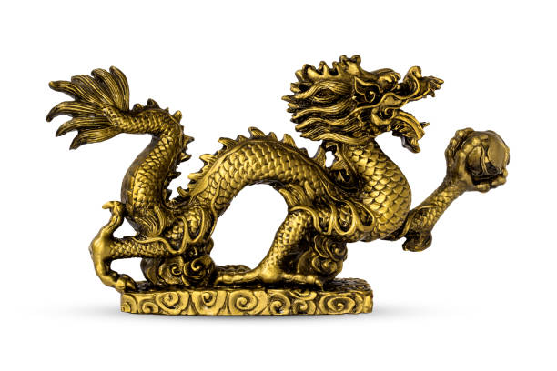 istock A bronze dragon figurine on a white background. 1322723123