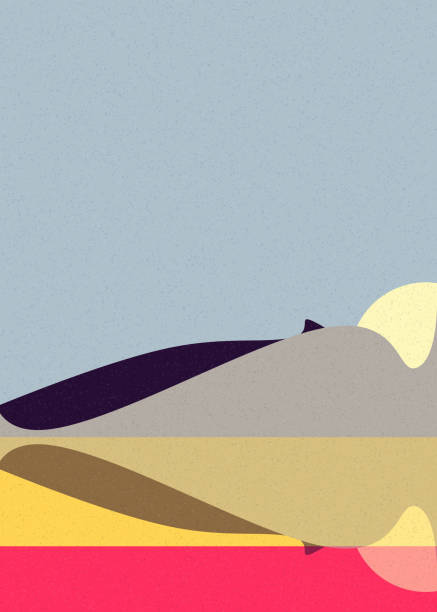 istock Geometric landscape silhouette generative art poster illustration 1322727476