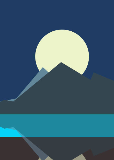 istock Geometric landscape silhouette generative art poster illustration 1322727493