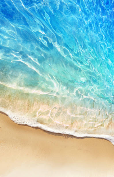 istock Beautiful background image tropical beach stretch of light sand, white breakers foam and amazingly clear water. 1322730158