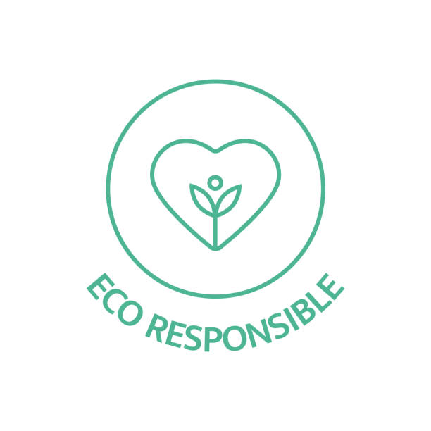 Eco responsible line icon. Slow fashion. Fabric badge. Quality certificate tag. Biodegradable symbol. Sustainable clothes stamp. Nature sticker. Natural beauty. Zero waste. Vector illustration Eco responsible line icon. Slow fashion. Fabric badge. Quality certificate tag. Biodegradable symbol. Sustainable clothes stamp. Nature sticker. Natural beauty. Zero waste. Vector illustration. sustainable fashion stock illustrations