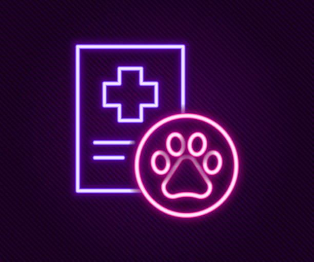 istock Glowing neon line Clipboard with medical clinical record pet icon isolated on black background. Health insurance form. Medical check marks report. Colorful outline concept. Vector 1322732117