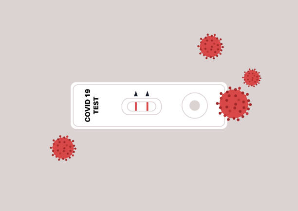 코로나바이러스 익스프레스 pcr 테스트 플라스틱 화이트 카세트와 빨간색 줄무늬 표시기 - contamination meter stock illustrations