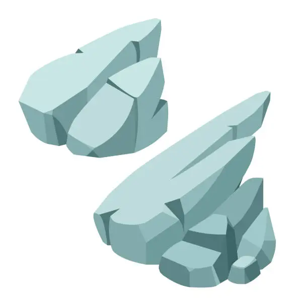 Vector illustration of a group of stone rocks, landscape decoration for aquarium or park, natural weathering