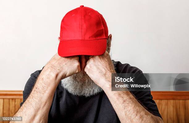 Red Hat Redneck Senior Man Crying Stock Photo - Download Image Now - US Republican Party, Voting, QAnon
