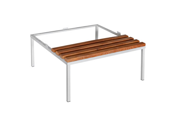 istock Wooden bench for locker room. Park bench. Bench isolated. 1322745347