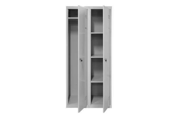 istock White lockers for locker room. Change room metal box 1322746348