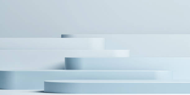 istock Mockup podium for product presentation, blue background. 1322747385