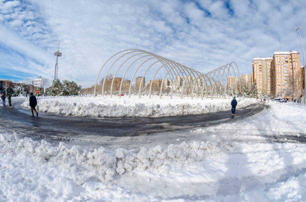 Madrid, Spain - January 10, 2021: View of the urban sculpture designed by Andreu Alfaro, called \